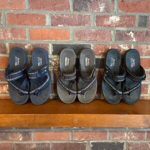 Skechers Sandals, 3 prs - Black, brown, blue